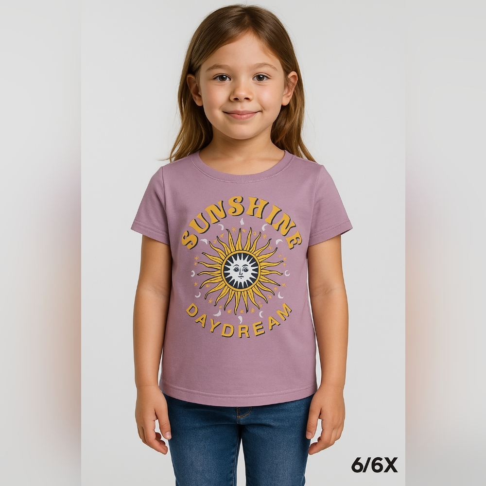 M8) Forever Me Girls Graphic Tee Purple Sunshine Daydream Shirt Size S 6/6X